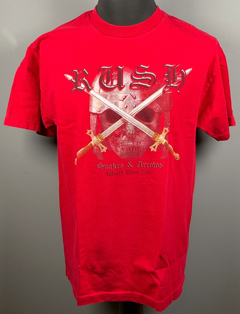 Vintage Rush Snakes & Arrows World Tour Red Concert T-Shirt Size Large 2007 EUC